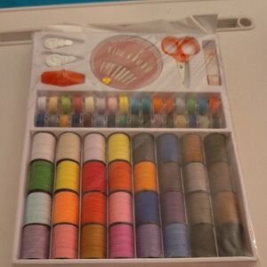 Colorful Sewing Kit with Threads and Tools